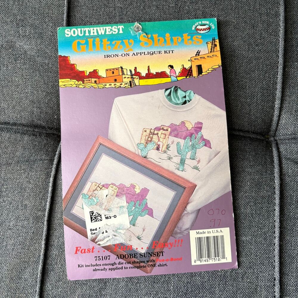 Southwest Glitzy Shirts Iron On Applique Kit - Adobe Sunset - Vintage 1990s Glam